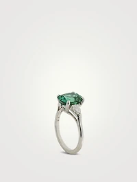 Platinum Lagoon Tourmaline Ring With Diamonds