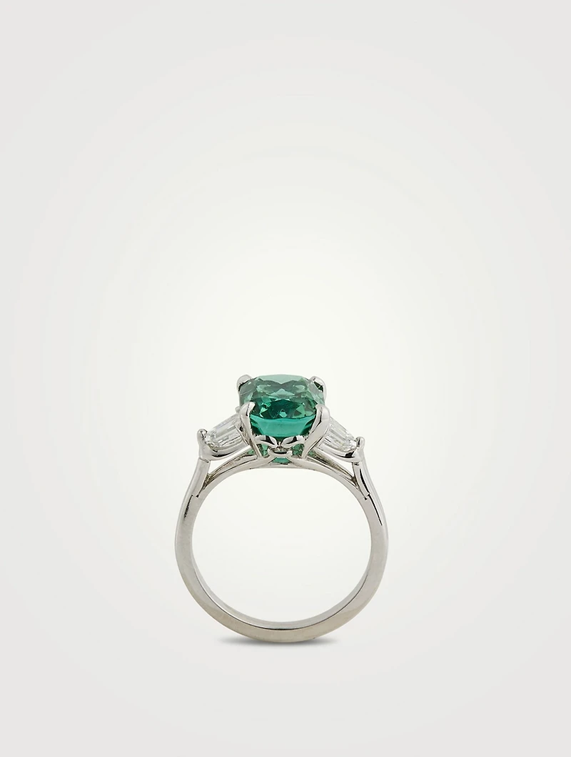 Platinum Lagoon Tourmaline Ring With Diamonds