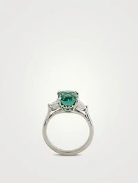 Platinum Lagoon Tourmaline Ring With Diamonds