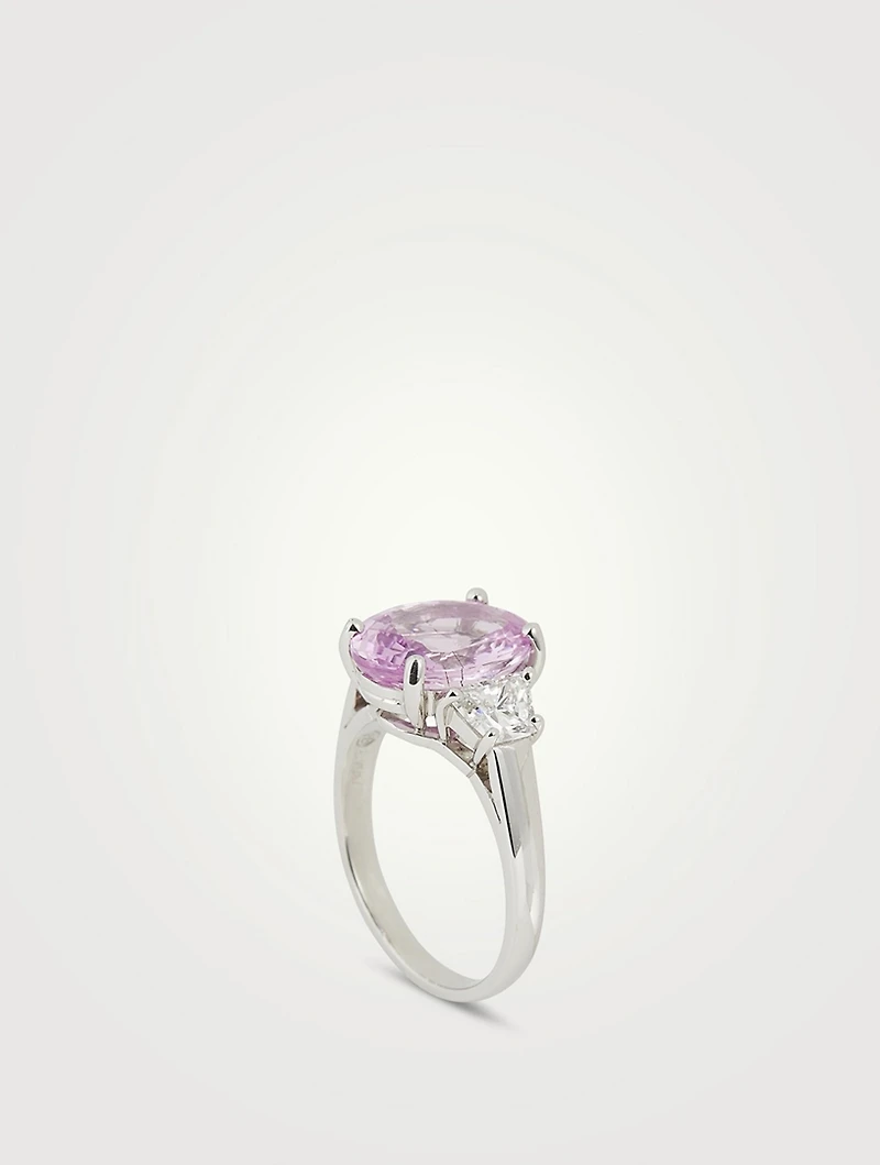 Platinum Pink Sapphire Ring With Diamonds