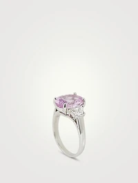 Platinum Pink Sapphire Ring With Diamonds