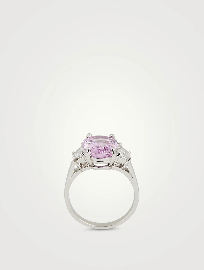 Platinum Pink Sapphire Ring With Diamonds