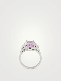 Platinum Pink Sapphire Ring With Diamonds