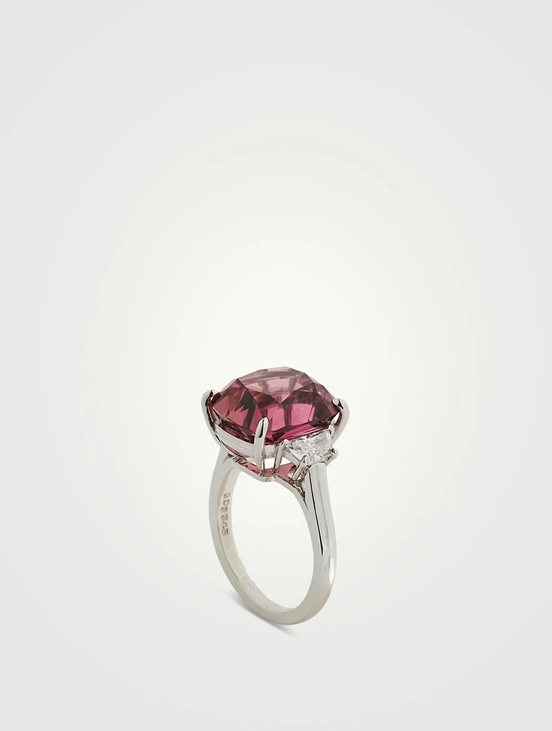 Platinum Pink Tourmaline Ring With Diamonds