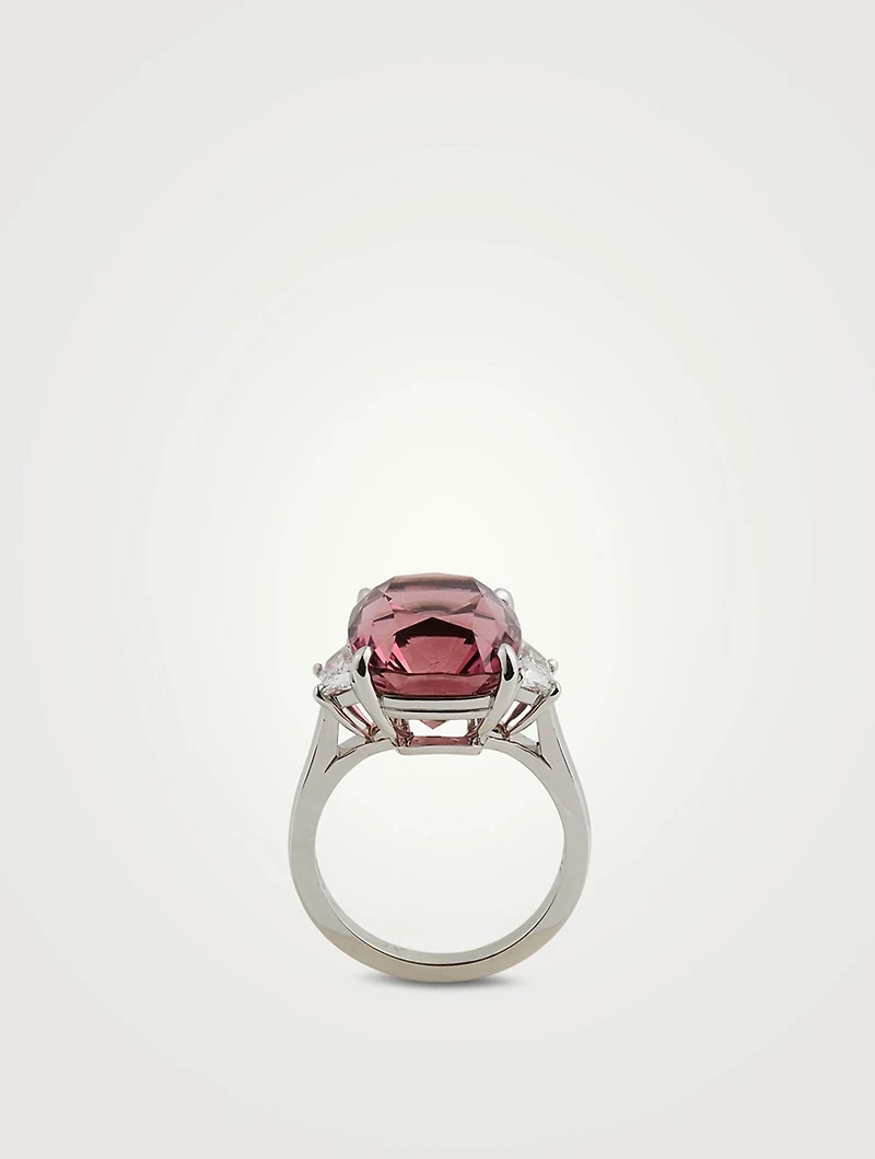 Platinum Pink Tourmaline Ring With Diamonds