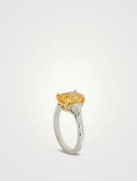 Platinum Yellow Sapphire Ring With Diamonds