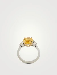 Platinum Yellow Sapphire Ring With Diamonds