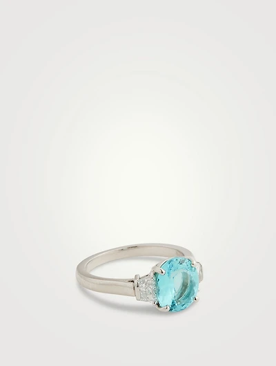 Platinum Paraiba Tourmaline Ring With Diamonds