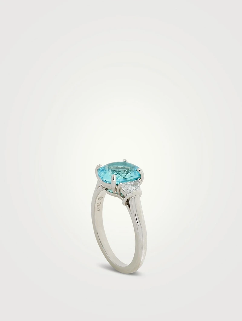 Platinum Paraiba Tourmaline Ring With Diamonds