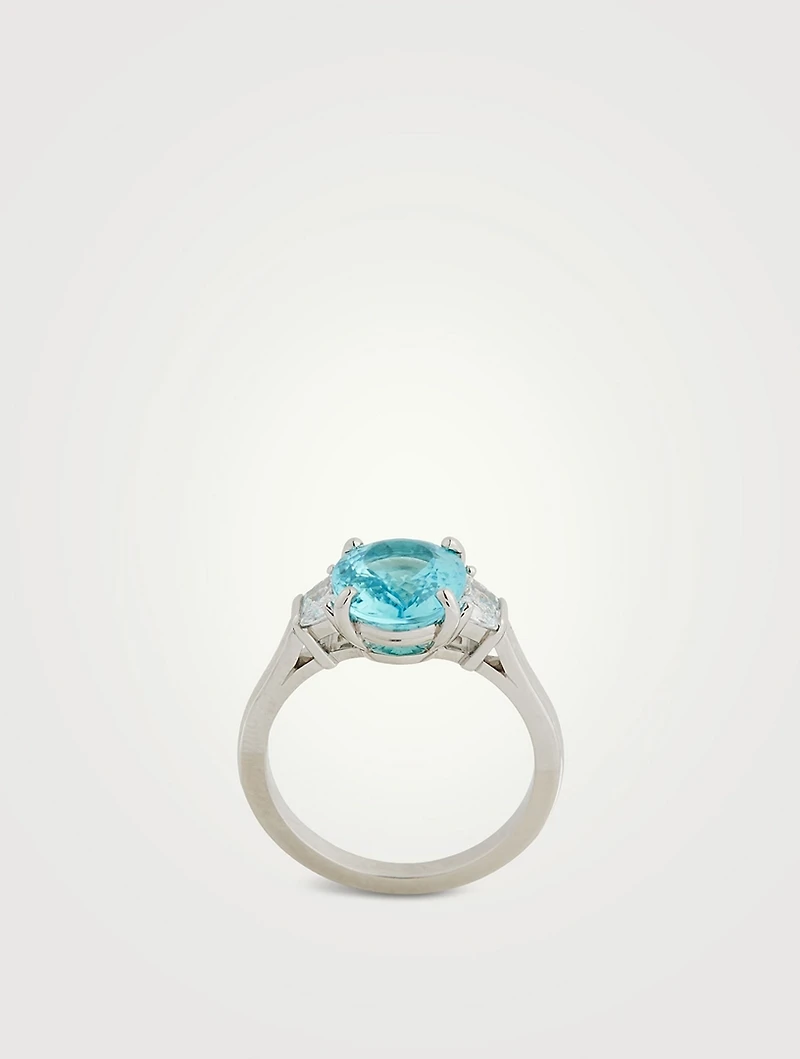Platinum Paraiba Tourmaline Ring With Diamonds