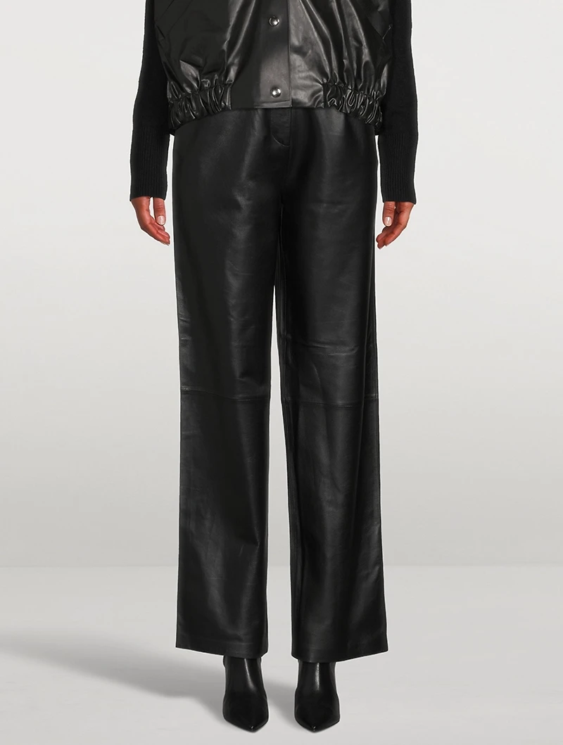 Pleated Leather Trousers