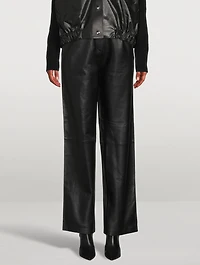 Pleated Leather Trousers