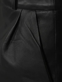 Pleated Leather Trousers