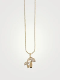 14K Gold Mushroom Pendant Necklace With Diamonds