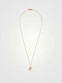 14K Gold Mushroom Pendant Necklace With Diamonds