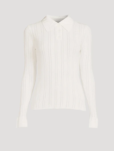 Variegated Rib Polo Sweater
