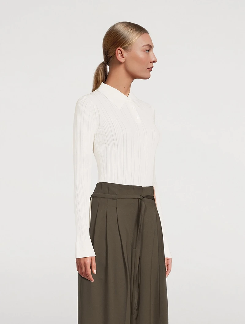 Variegated Rib Polo Sweater