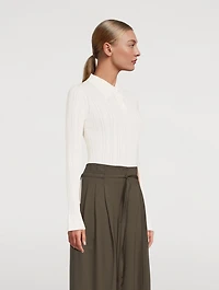 Variegated Rib Polo Sweater