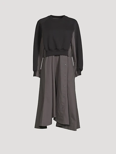 Layered Sweatshirt Combo Midi Dress