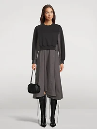 Layered Sweatshirt Combo Midi Dress