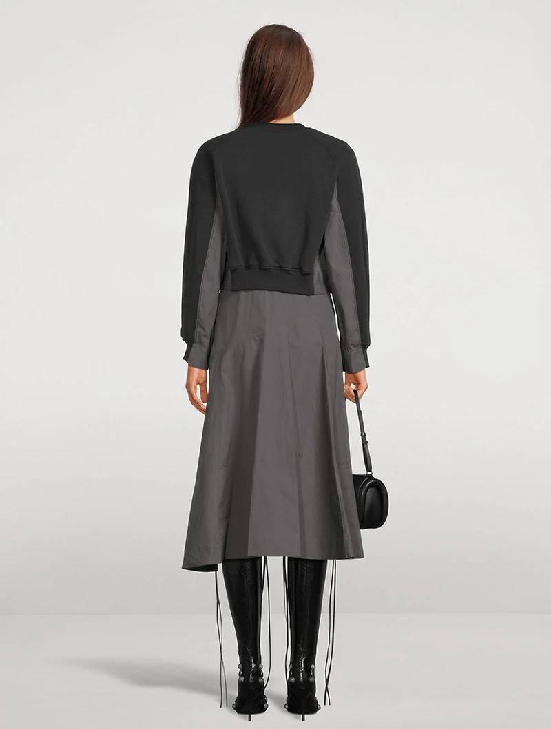 Layered Sweatshirt Combo Midi Dress