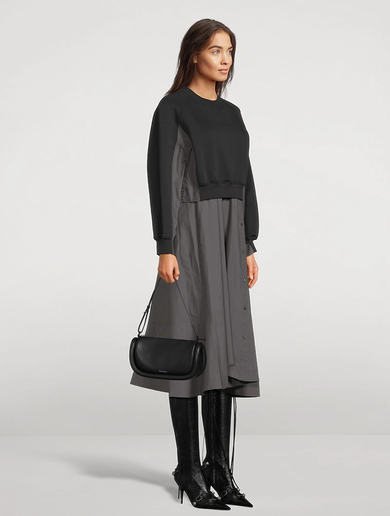 Layered Sweatshirt Combo Midi Dress