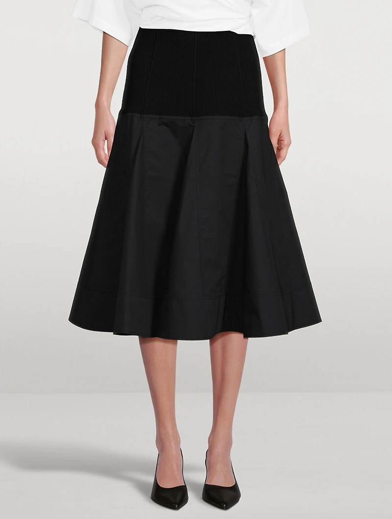 A-Line Poplin Midi Skirt