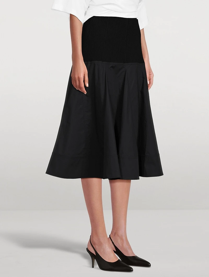 A-Line Poplin Midi Skirt