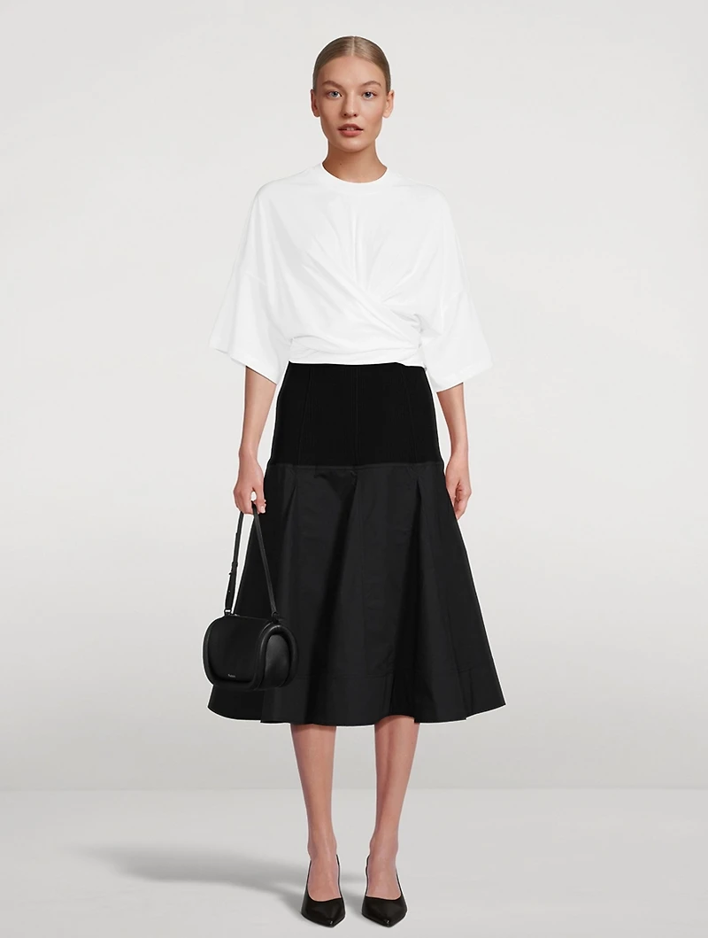 A-Line Poplin Midi Skirt
