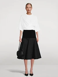 A-Line Poplin Midi Skirt
