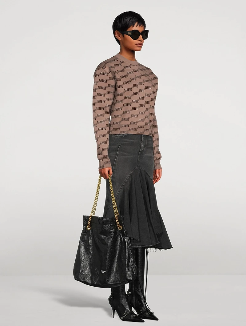 Medium Crush Leather Tote Bag
