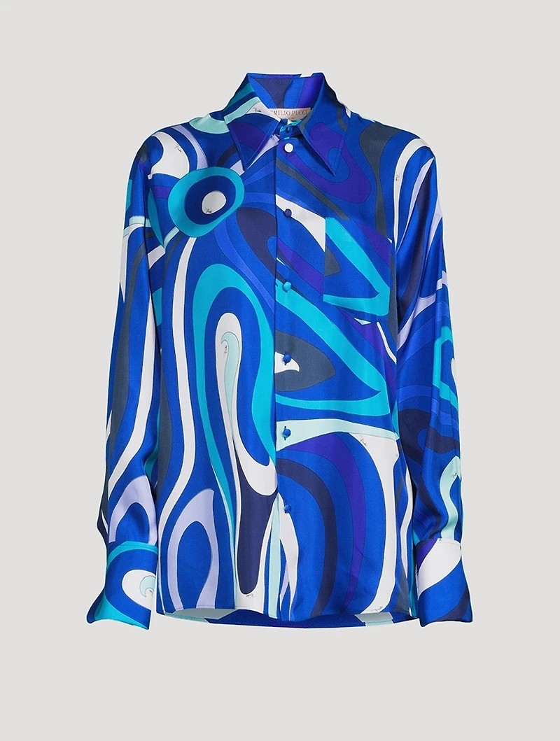 Silk Twill Shirt Marmo Print