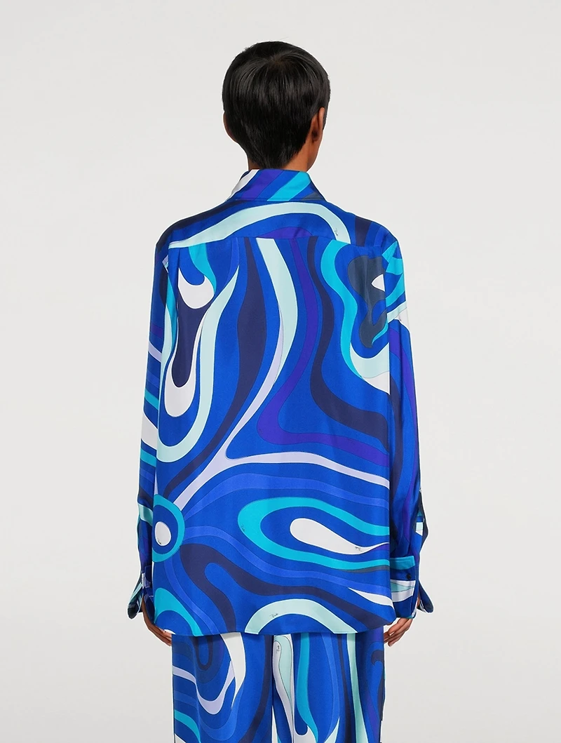 Silk Twill Shirt Marmo Print