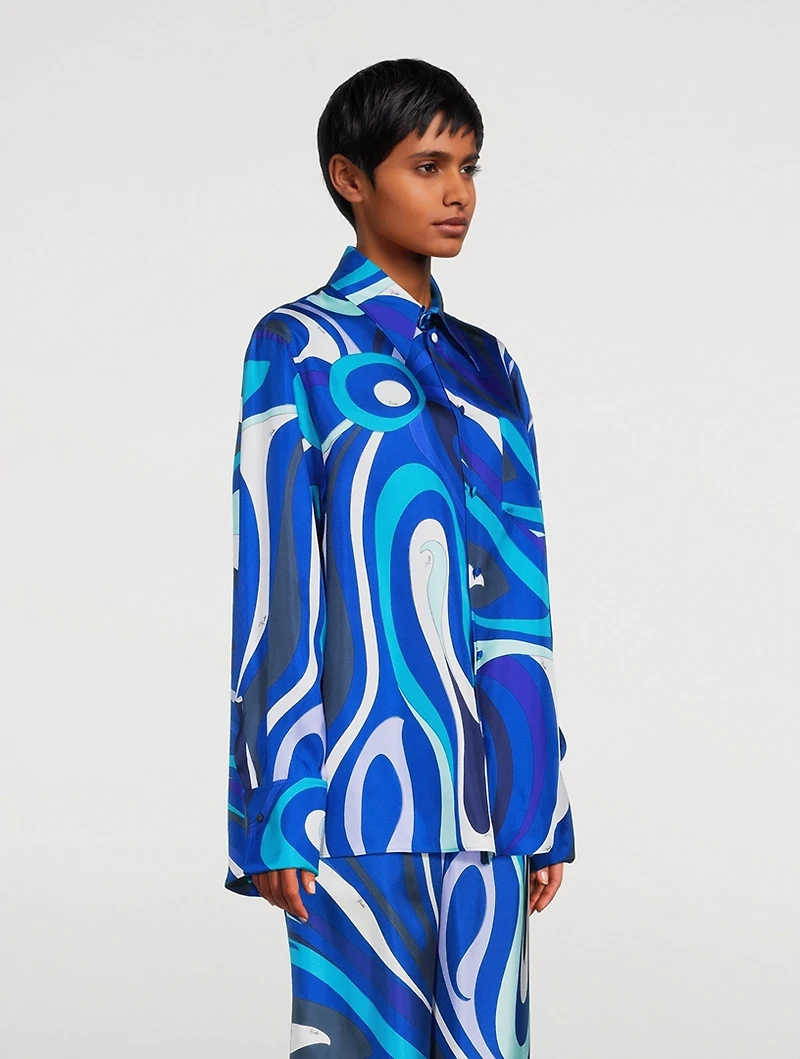 Silk Twill Shirt Marmo Print