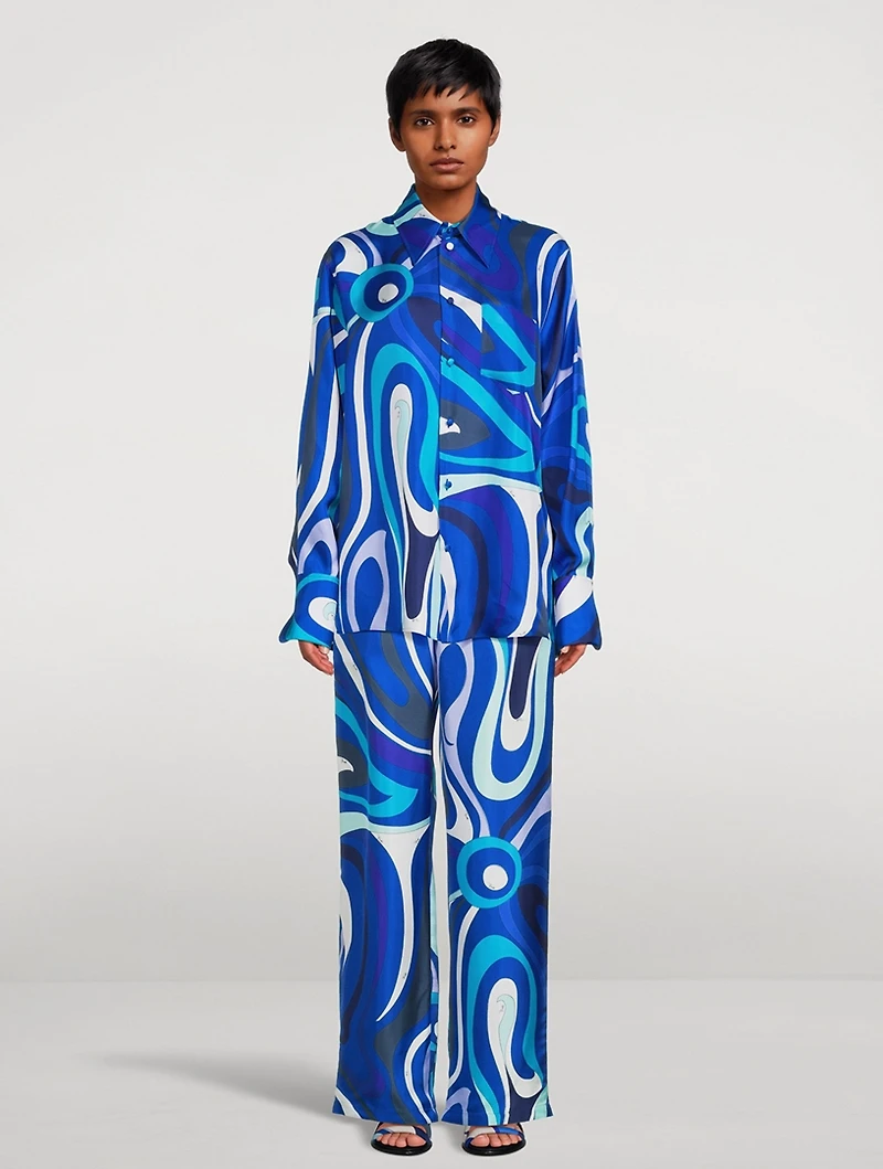 Silk Twill Shirt Marmo Print