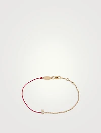 Mini 18K Gold Rabbit String And Chain Bracelet With Diamond