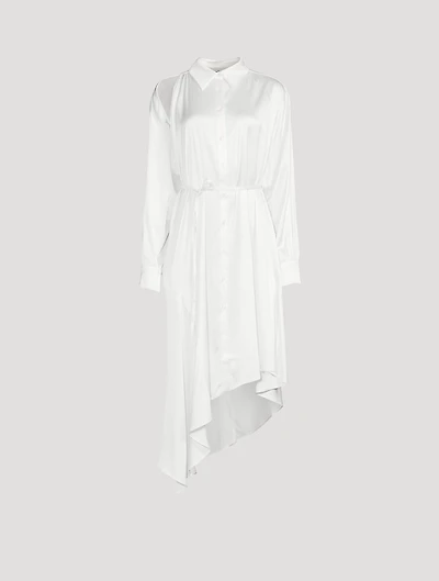 Cut-Out Satin Shirt Dress