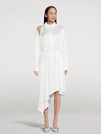 Cut-Out Satin Shirt Dress