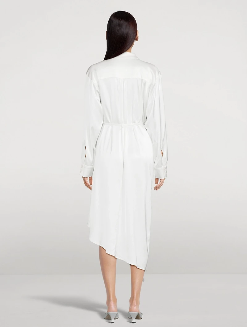 Cut-Out Satin Shirt Dress