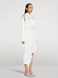 Cut-Out Satin Shirt Dress