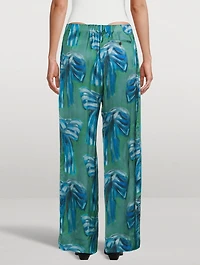 Satin Trousers Bow Print