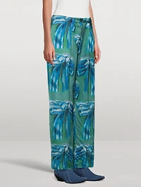Satin Trousers Bow Print