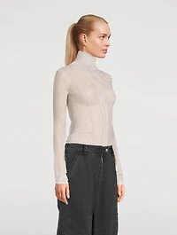Sheer Turtleneck Swirl Print