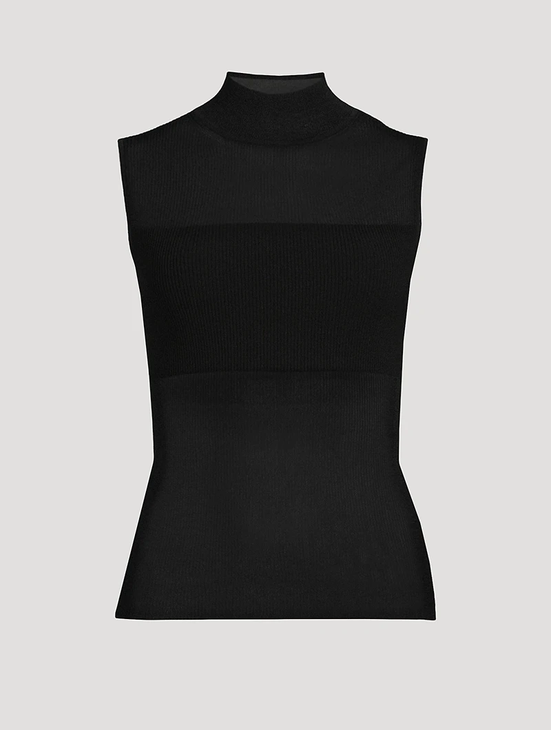 Sleeveless Sheer Turtleneck