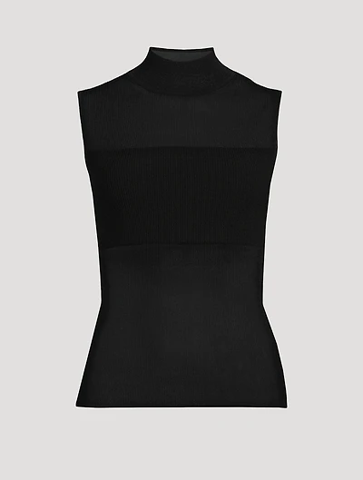 Sleeveless Sheer Turtleneck