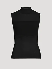 Sleeveless Sheer Turtleneck
