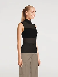 Sleeveless Sheer Turtleneck