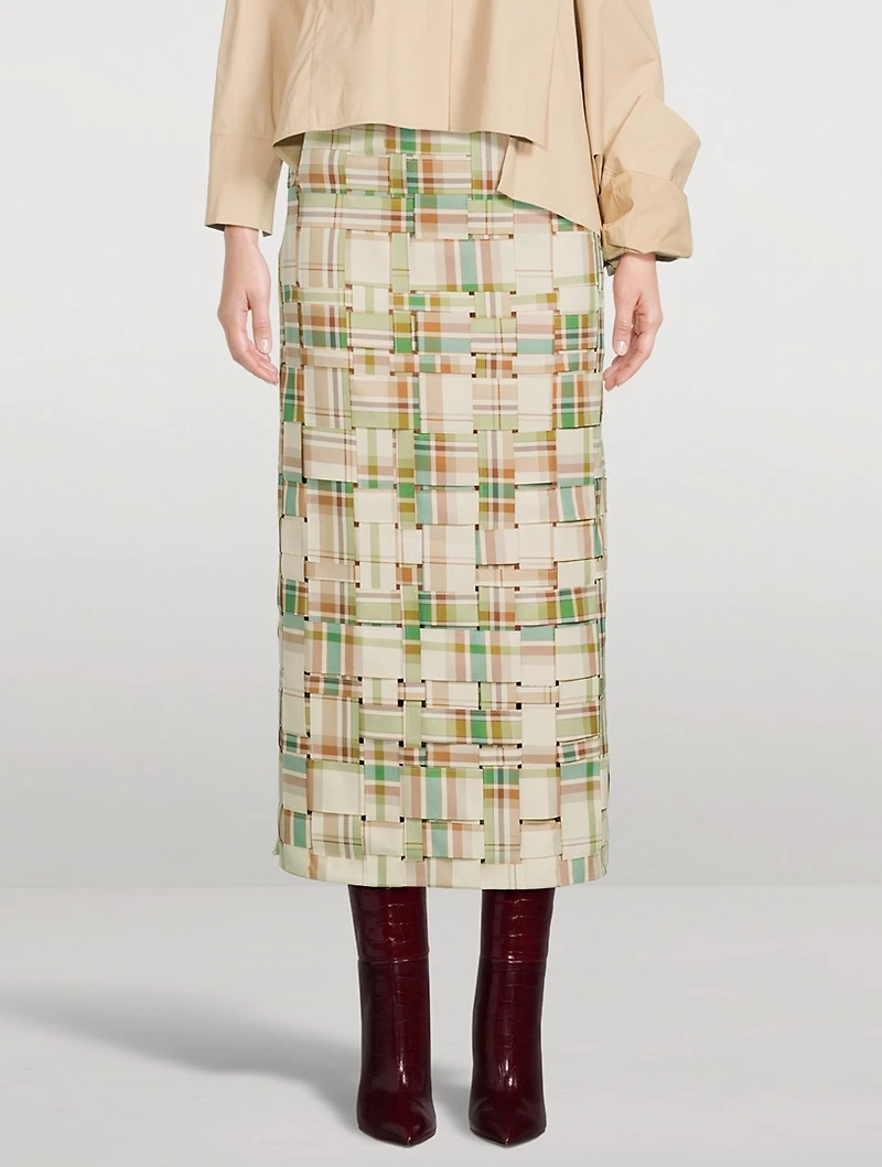 Woven Maxi Skirt Plaid Print