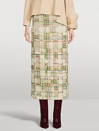 Woven Maxi Skirt Plaid Print
