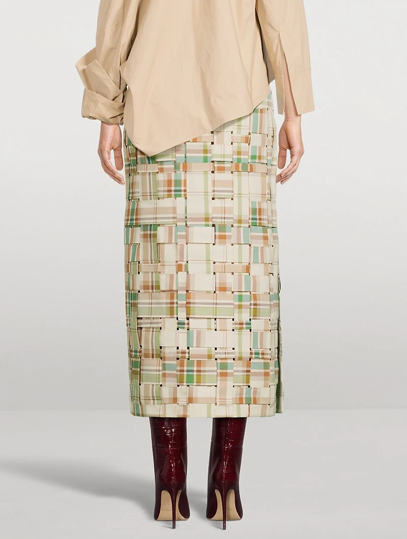 Woven Maxi Skirt Plaid Print
